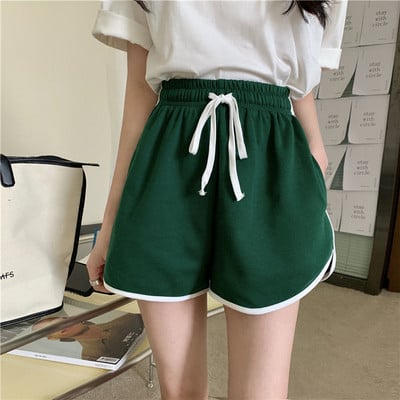 Ženske kratke hlače Jednobojne s uzicom Chic Joggers Raznolika ulična odjeća Ležerna djevojka Studentska moda Opušteno Jednostavno Mekano Ulzzang Retro