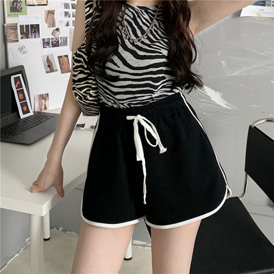 Ženske kratke hlače Jednobojne s uzicom Chic Joggers Raznolika ulična odjeća Ležerna djevojka Studentska moda Opušteno Jednostavno Mekano Ulzzang Retro
