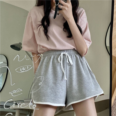 Ženske kratke hlače Jednobojne s uzicom Chic Joggers Raznolika ulična odjeća Ležerna djevojka Studentska moda Opušteno Jednostavno Mekano Ulzzang Retro