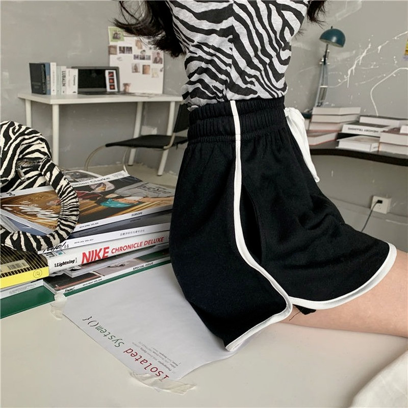 Ženske kratke hlače Jednobojne s uzicom Chic Joggers Raznolika ulična odjeća Ležerna djevojka Studentska moda Opušteno Jednostavno Mekano Ulzzang Retro