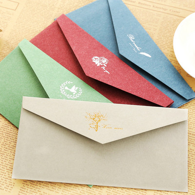 Западен цветен хартиен плик Червена роза Бизнес покана Корица за писмо Винтидж Бронзиращ плик за картичка със съобщения Поздравителни подаръци