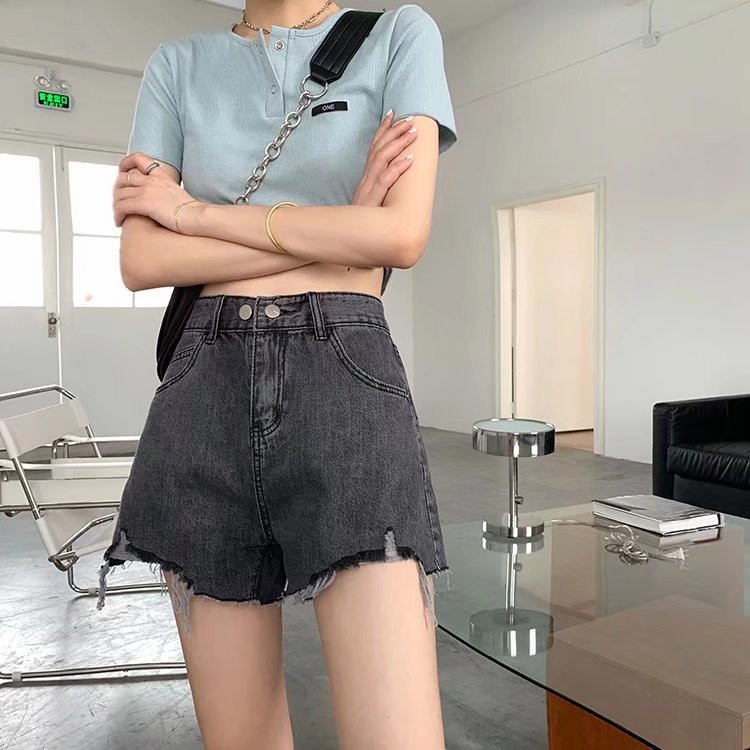 Feynzo Ležerne kratke hlače od plavog trapera Ženske seksi kratke hlače s dugmadima visokog struka i džepovima Uske kratke hlače Ljeto 2022. za plažu Ulične hlače od traperica