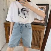 Feynzz 5xl Retro poderane traper kratke hlače visokog struka, ženske nove, ljetne 2022., nove ravne široke hlače na pet točaka, široke ravne modni trend