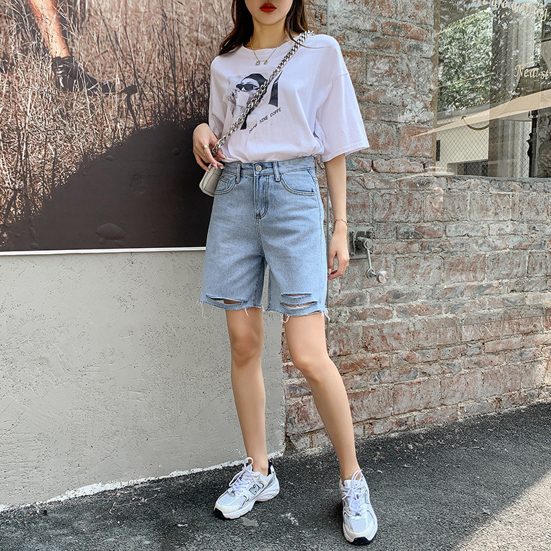 Feynzz 5xl Retro poderane traper kratke hlače visokog struka, ženske nove, ljetne 2022., nove ravne široke hlače na pet točaka, široke ravne modni trend