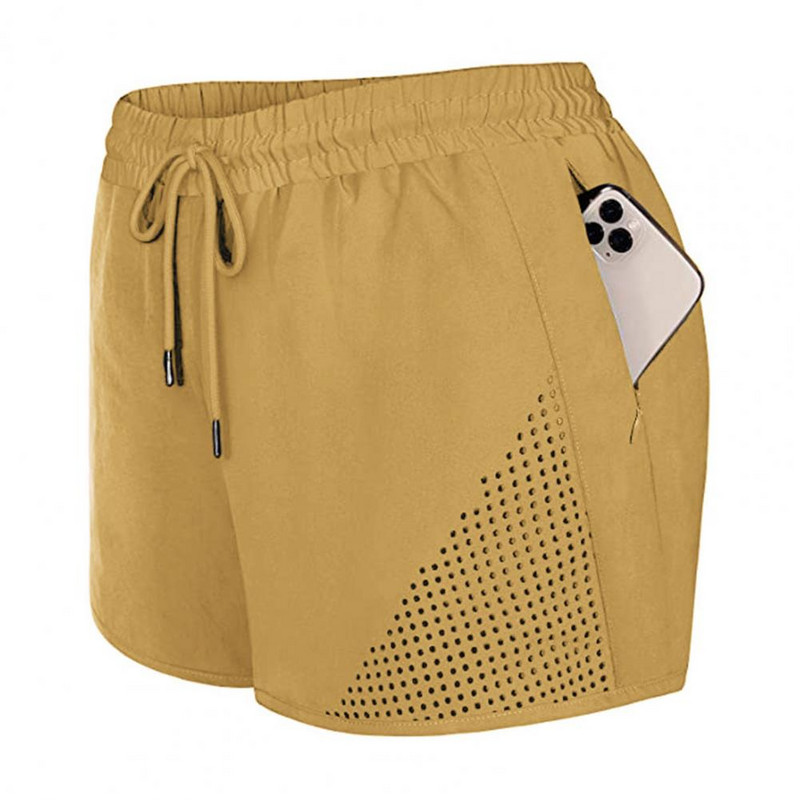 Vasaros šortai Moteriški sportiniai šortai su elastiniu juosmeniu treniruotėms su pamušalu kišenėmis Sporto salės bėgimo šortai moterims шорты