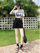 Feynzz kratke hlače od trapera visokog struka, široke ženske ljetne 2022. Nove trendi ins bijele mrežaste crvene vruće tanke vruće hlačice