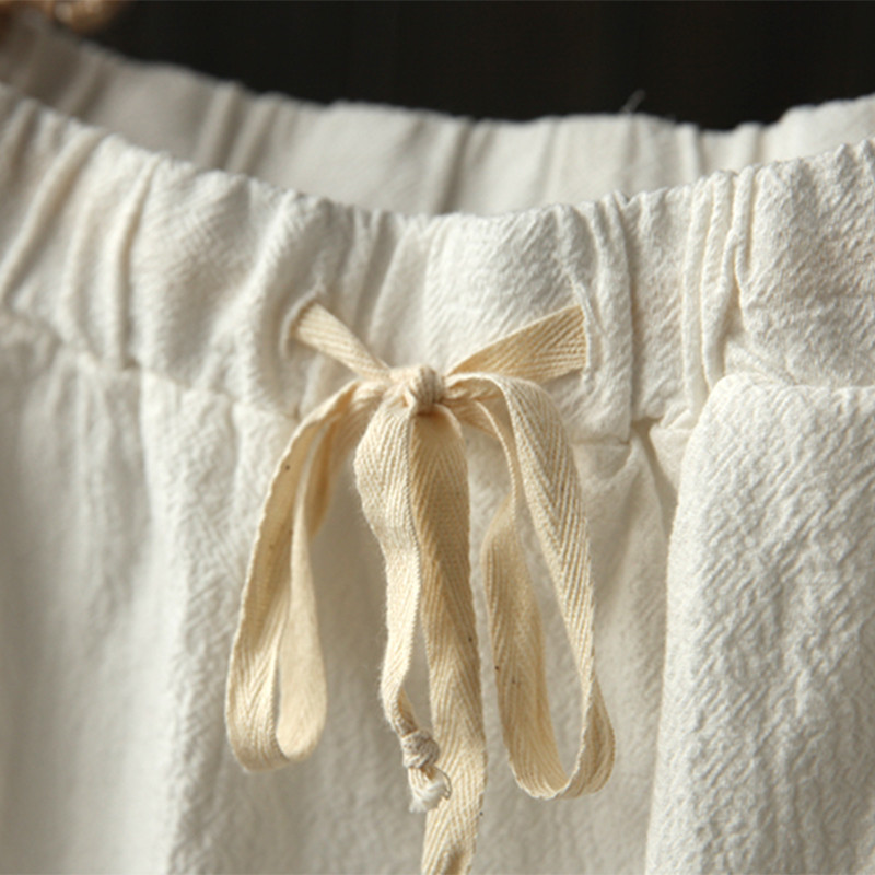 Medvilniniai lininiai šortai Laukinės plačios kojos elastiniu juosmeniu Laisvi didelio dydžio šortai Pavasaris Vasara Literary Moterų namų Laisvalaikio šortai 2021 m.