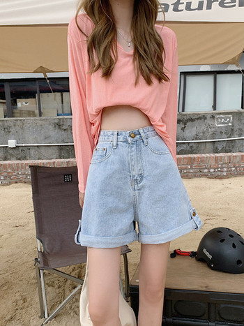 Feynzz 2022 New Jeans Trend Ιαπωνική μόδα Γυναικεία παντελόνια πέντε πόντων που ταιριάζουν με στη μέση με απλό και δημοφιλές ταμπεραμέντο