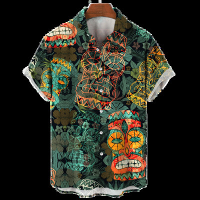 2022 Muške košulje Ulična odjeća za plažu Muška košulja kratkih rukava Eu veličina pamuk lubanja 3d havajska košulja muška prekomjerna ljetna ležerna