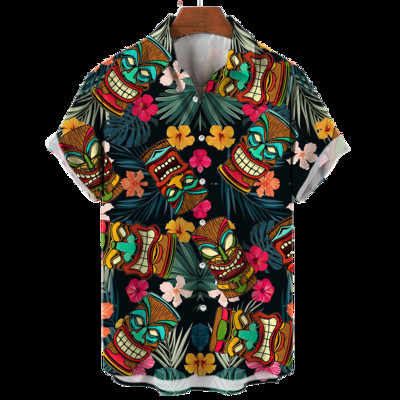 2022 Muške košulje Ulična odjeća za plažu Muška košulja kratkih rukava Eu veličina pamuk lubanja 3d havajska košulja muška prekomjerna ljetna ležerna