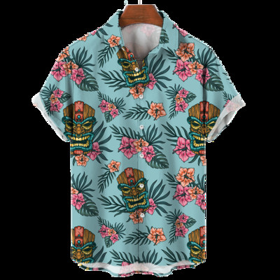 2022 Muške košulje Ulična odjeća za plažu Muška košulja kratkih rukava Eu veličina pamuk lubanja 3d havajska košulja muška prekomjerna ljetna ležerna