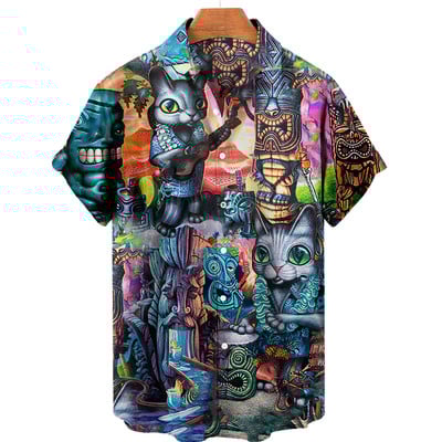 2022 Muške košulje Ulična odjeća za plažu Muška košulja kratkih rukava Eu veličina pamuk lubanja 3d havajska košulja muška prekomjerna ljetna ležerna