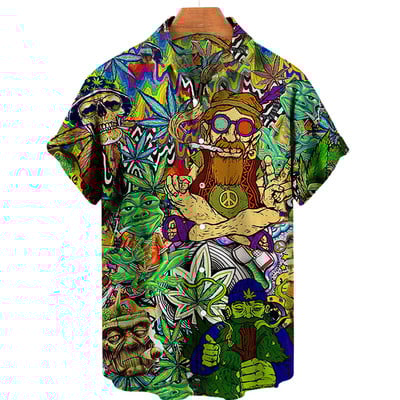 2022 Muške košulje Ulična odjeća za plažu Muška košulja kratkih rukava Eu veličina pamuk lubanja 3d havajska košulja muška prekomjerna ljetna ležerna