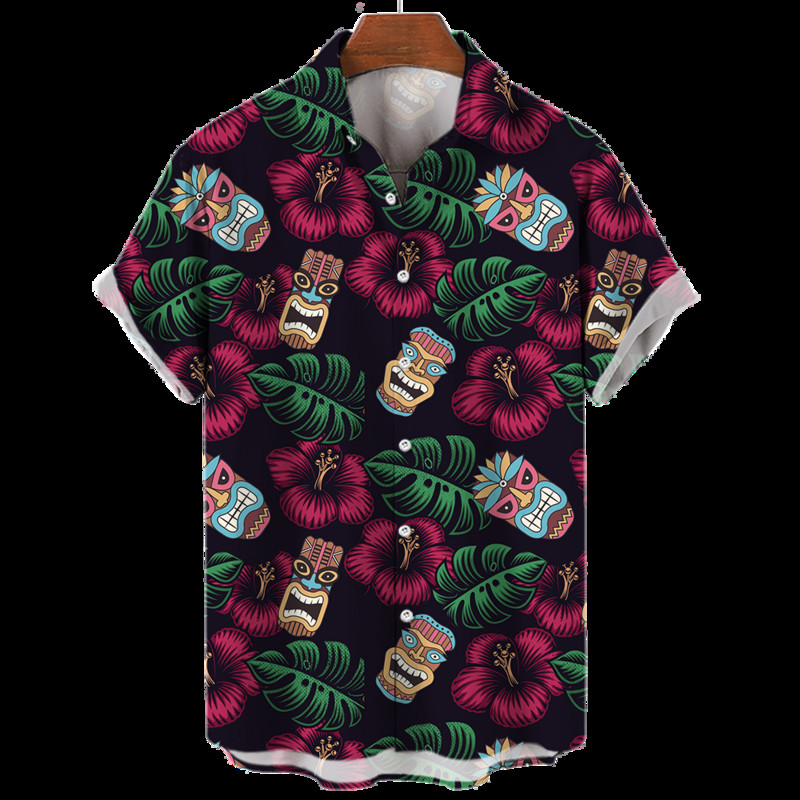 2022 Muške košulje Ulična odjeća za plažu Muška košulja kratkih rukava Eu veličina pamuk lubanja 3d havajska košulja muška prekomjerna ljetna ležerna