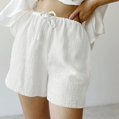 100 % medvilnės muslino vasariniai šortai moterims Laisvalaikio tvirto aukšto juosmens šortai dviratininkams Minkšti megztiniai korėjietiški moteriški drabužiai
