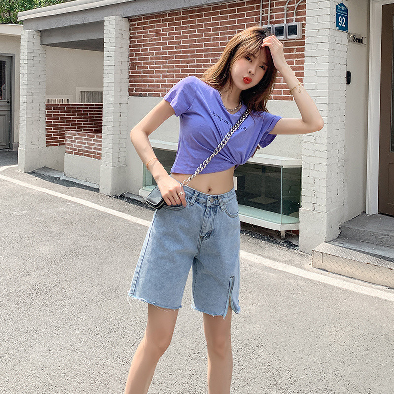 Feynzz 5xl retro poderane traper kratke hlače visokog struka, ženske nove, ljetne 2022., nove ravne široke hlače na pet točaka, široke ravne, modni trend