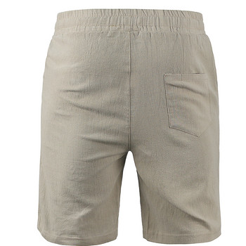 KB 2022 Нови мъжки памучни ленени къси панталони Мъжки летни дишащи едноцветни ленени панталони Фитнес Streetwear S-3XL