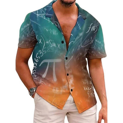 Férfi ing Tengeri élet nyomott pólók Beach Vacation Style Hawaii ing divat hajtóka egysoros szabadidő rövid ujjú felsők