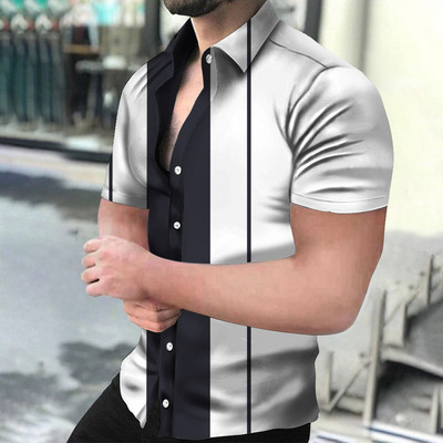 Ανδρικά πουκάμισα Holiday Χαβάης πουκάμισα παραλίας ριγέ μπλούζες με στάμπα Business Casual Cropped Oversized T-Shirts 5XL επώνυμα ρούχα