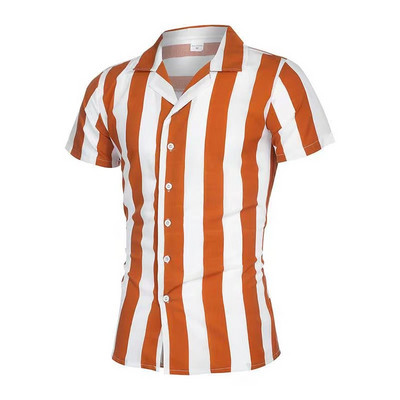 Ανδρικά πουκάμισα Holiday Χαβάης πουκάμισα παραλίας ριγέ μπλούζες με στάμπα Business Casual Cropped Oversized T-Shirts 5XL επώνυμα ρούχα