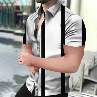 Ανδρικά πουκάμισα Holiday Χαβάης πουκάμισα παραλίας ριγέ μπλούζες με στάμπα Business Casual Cropped Oversized T-Shirts 5XL επώνυμα ρούχα