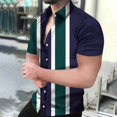 Ανδρικά πουκάμισα Holiday Χαβάης πουκάμισα παραλίας ριγέ μπλούζες με στάμπα Business Casual Cropped Oversized T-Shirts 5XL επώνυμα ρούχα