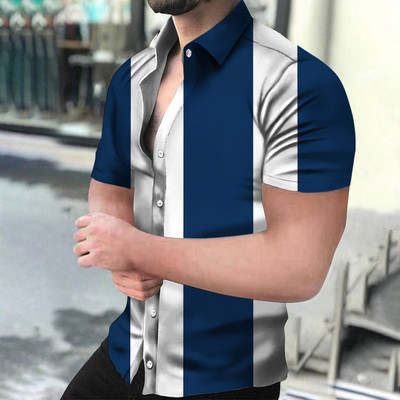 Ανδρικά πουκάμισα Holiday Χαβάης πουκάμισα παραλίας ριγέ μπλούζες με στάμπα Business Casual Cropped Oversized T-Shirts 5XL επώνυμα ρούχα