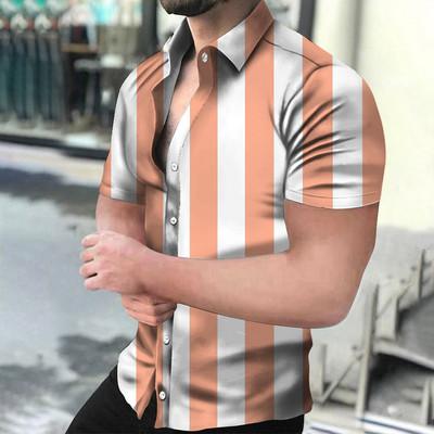 Ανδρικά πουκάμισα Holiday Χαβάης πουκάμισα παραλίας ριγέ μπλούζες με στάμπα Business Casual Cropped Oversized T-Shirts 5XL επώνυμα ρούχα