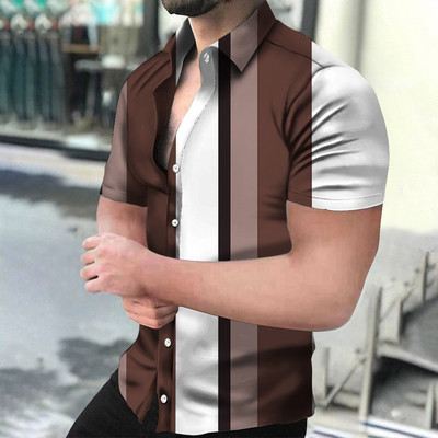 Ανδρικά πουκάμισα Holiday Χαβάης πουκάμισα παραλίας ριγέ μπλούζες με στάμπα Business Casual Cropped Oversized T-Shirts 5XL επώνυμα ρούχα