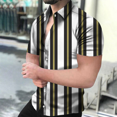 Ανδρικά πουκάμισα Holiday Χαβάης πουκάμισα παραλίας ριγέ μπλούζες με στάμπα Business Casual Cropped Oversized T-Shirts 5XL επώνυμα ρούχα