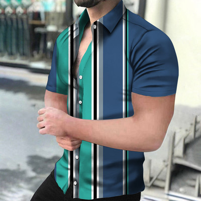 Ανδρικά πουκάμισα Holiday Χαβάης πουκάμισα παραλίας ριγέ μπλούζες με στάμπα Business Casual Cropped Oversized T-Shirts 5XL επώνυμα ρούχα