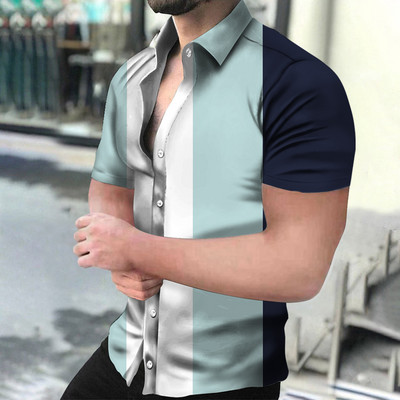 Ανδρικά πουκάμισα Holiday Χαβάης πουκάμισα παραλίας ριγέ μπλούζες με στάμπα Business Casual Cropped Oversized T-Shirts 5XL επώνυμα ρούχα