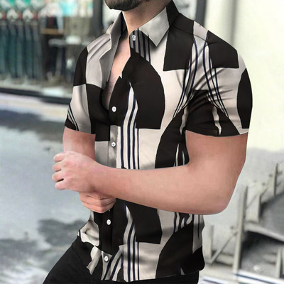 Ανδρικά πουκάμισα Holiday Χαβάης πουκάμισα παραλίας ριγέ μπλούζες με στάμπα Business Casual Cropped Oversized T-Shirts 5XL επώνυμα ρούχα