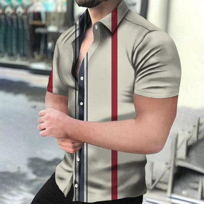 Ανδρικά πουκάμισα Holiday Χαβάης πουκάμισα παραλίας ριγέ μπλούζες με στάμπα Business Casual Cropped Oversized T-Shirts 5XL επώνυμα ρούχα