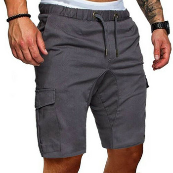 Мъжки карго къси панталони Ежедневни летни плажни спортни панталони за фитнес Обикновени къси панталони за тренировка за бягане Еластични шорти