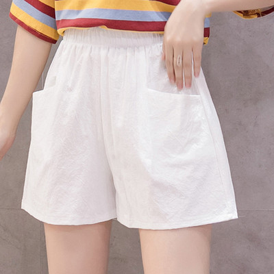 2022. gada vasaras eleganti linu šorti ar augstu vidukli. Sieviešu ikdienišķas, platas brīvas kokvilnas īsās bikses apakšā