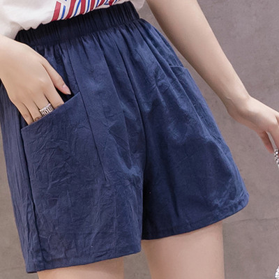 2022. gada vasaras eleganti linu šorti ar augstu vidukli. Sieviešu ikdienišķas, platas brīvas kokvilnas īsās bikses apakšā