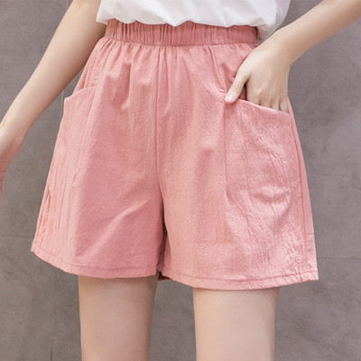 2022. gada vasaras eleganti linu šorti ar augstu vidukli. Sieviešu ikdienišķas, platas brīvas kokvilnas īsās bikses apakšā