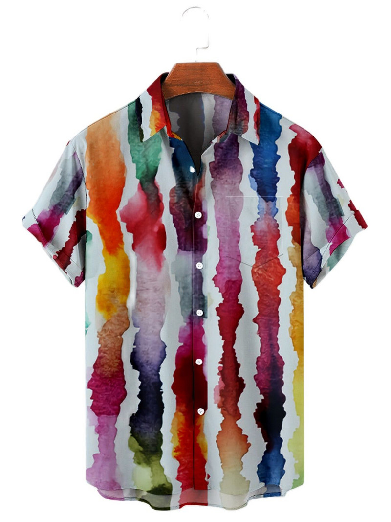 2022 5XL havajska muška košulja, šarene prugaste Camisa majice kratkih rukava za muškarce, ležerna majica, prevelika muška odjeća
