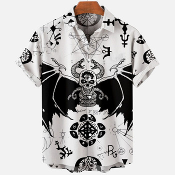 2022 Devil Horror 3d Print Hawaiian Shirt Мъжки дрехи Свободни дишащи мъжки ризи Лятна мъжка риза Мъжки дрехи с къс ръкав