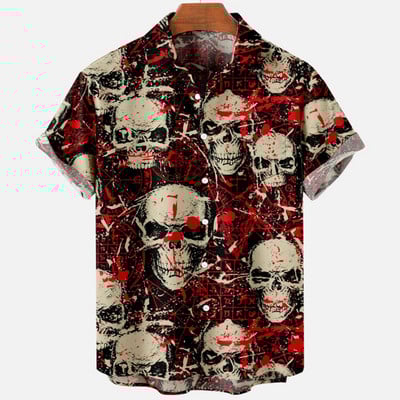 2022 Devil Horror 3d Print Hawaiian Shirt Muška odjeća Široka prozračna muška košulja Ljetna muška košulja Muška odjeća kratkih rukava
