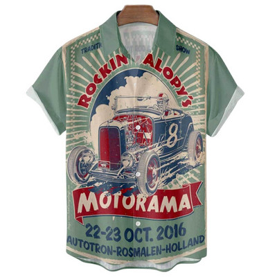 Ljetne muške havajske košulje Vintage top 3d print automobila Široke ležerne košulje Muške Aloha košulje za plažu Modna odjeća Ropa Hombre 5XL