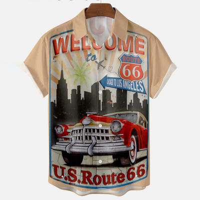 Ljetne muške havajske košulje Vintage top 3d print automobila Široke ležerne košulje Muške Aloha košulje za plažu Modna odjeća Ropa Hombre 5XL