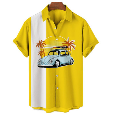 Ljetne muške havajske košulje Vintage top 3d print automobila Široke ležerne košulje Muške Aloha košulje za plažu Modna odjeća Ropa Hombre 5XL