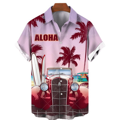 Ljetne muške havajske košulje Vintage top 3d print automobila Široke ležerne košulje Muške Aloha košulje za plažu Modna odjeća Ropa Hombre 5XL