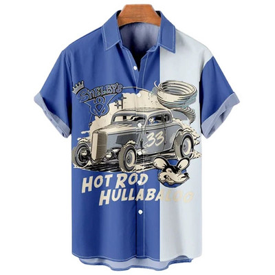 Ljetne muške havajske košulje Vintage top 3d print automobila Široke ležerne košulje Muške Aloha košulje za plažu Modna odjeća Ropa Hombre 5XL