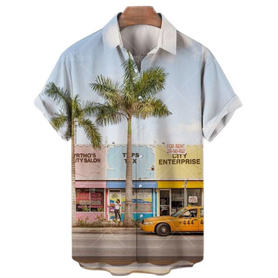 Ljetne muške havajske košulje Vintage top 3d print automobila Široke ležerne košulje Muške Aloha košulje za plažu Modna odjeća Ropa Hombre 5XL