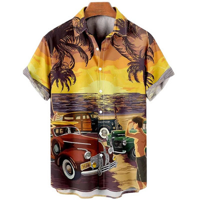 Ljetne muške havajske košulje Vintage top 3d print automobila Široke ležerne košulje Muške Aloha košulje za plažu Modna odjeća Ropa Hombre 5XL