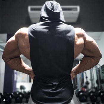 Επώνυμα Γυμναστήρια Ανδρικά ρούχα Bodybuilding με κουκούλα φανελάκι βαμβακερό αμάνικο γιλέκο Φούτερ Γυμναστική προπόνηση Αθλητικά ρούχα Ανδρικά