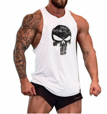 Ανδρικό βαμβακερό αμάνικο πουκάμισο ζώο Bodybuilding προπόνηση Tank Tops Muscle Fitness πουκάμισα Αντρικό Gym Skull Beast Stringer γιλέκο